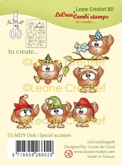 Set 17 stampile LeCrea Design Combi - Owly, special occasions