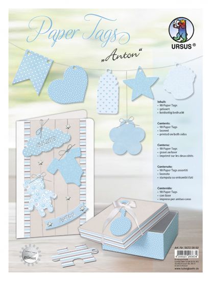 Set 90 tag-uri imprimate botez - Paper Tags - Anton