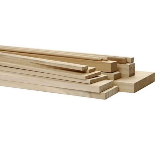 Profil pentru machete, lemn usor Paulownia, lungime 37 cm, 2,5 x 1 cm