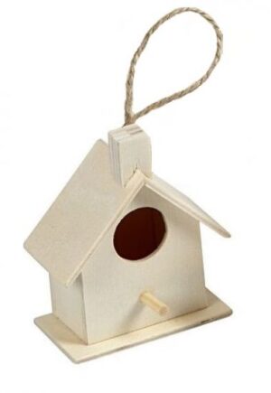 Casuta blank din lemn cu agatatoare, pentru pasari - Wood Mini House Bird - M3