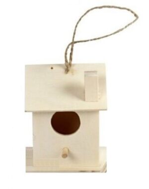 Casuta blank din lemn cu agatatoare, pentru pasari - Wood Mini House Bird - M5