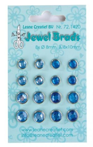 Set 16 agrafe ornamentale 8/10 mm, Jewel brads - Dark blue/ Light blue