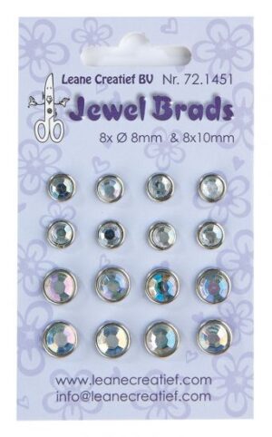 Set 16 agrafe ornamentale 8/10 mm, Jewel brads - Crystal
