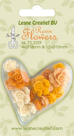 Set 16 flori decorative din rasina - Roses yellow