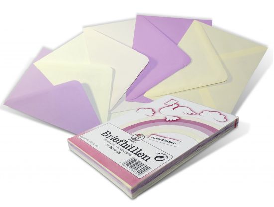 Set 25 plicuri C6, 90 g/m2, culori pastelate