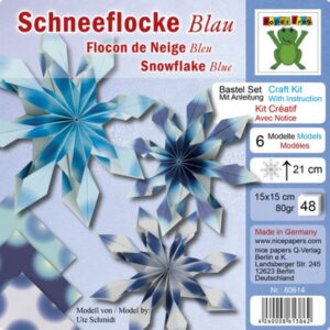 Set 48 coli hartie origami, 15 x 15 cm, 80 g/m2 - Snowflake Blue