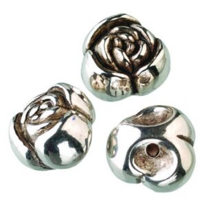 Set 3 margele din plastic argintiu - Roses Old Silver