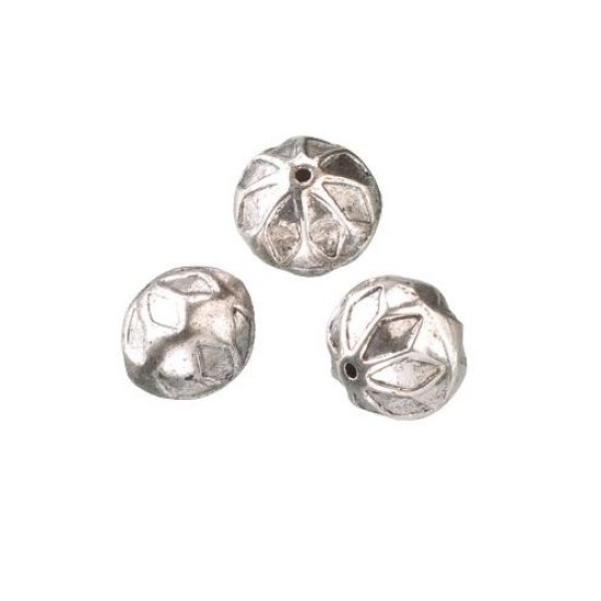 Set 3 margele din plastic argintiu - Flower Ball Old Silver