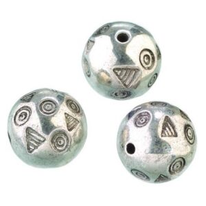 Set 3 margele din plastic argintiu - Geometric Ball Old Silver