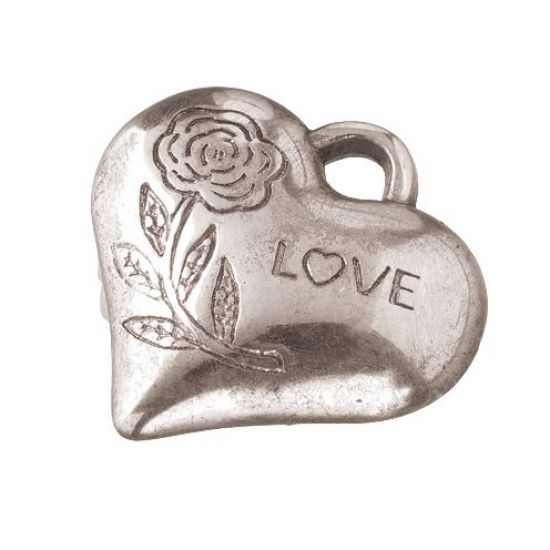 Set 2 pandante din plastic argintiu - Heart Love Old Silver
