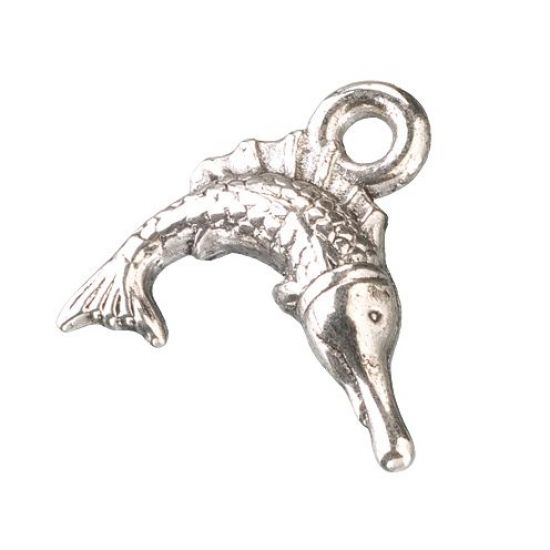 Set 4 pandante din plastic argintiu - Pike Fish Old Silver
