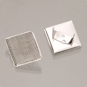 Decoratiune patrata argintata cu cleme de prindere si plasa, 1,9 cm - Silver