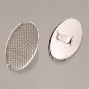 Decoratiune ovala argintata cu cleme de prindere si plasa, 4 x 2,5 cm - Silver