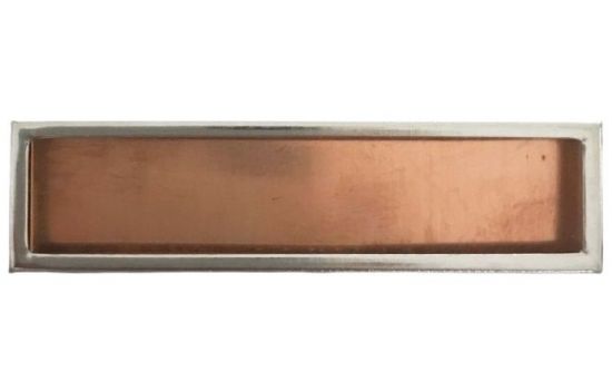 Brosa dreptunghiulara din 3 piese, cu placuta din cupru 5,5 x 1,4 cm - Silver
