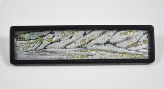 Brosa dreptunghiulara din 3 piese, cu placuta din cupru 5,5 x 1,4 cm - Silver