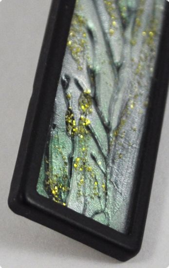 Brosa aurita dreptunghiulara din 3 piese, cu placuta din cupru 5,5 x 1,4 cm - Gold