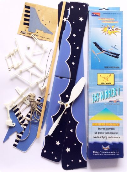 Avion biplan cu elastic - Sky Winner Blue
