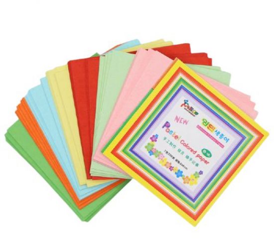 Set 196 coli hartie origami, 6 x 6 cm, 60 g/m2, 7 culori - Pastel color