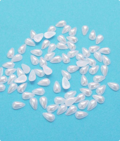 Jumatati de perle din plastic, forma picatura 4 x 7 mm - White