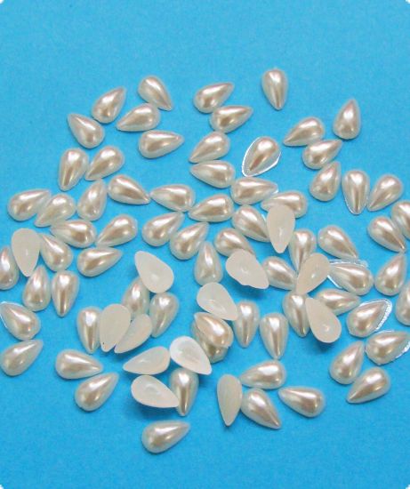Jumatati de perle din plastic, forma picatura 4 x 7 mm - Ivoire