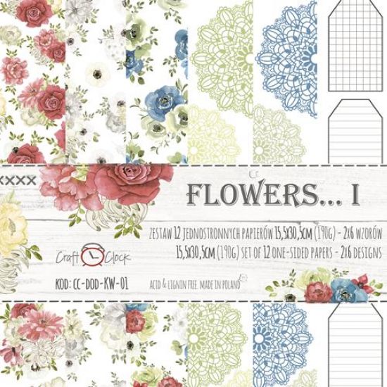 Set 12 coli imprimate - 15,5 x 30,5 cm - Flowers
