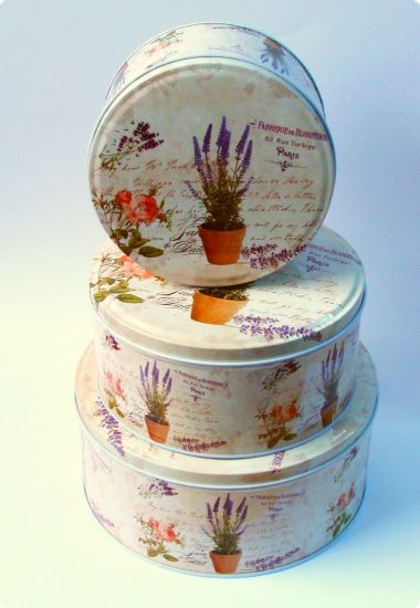 Set 3 cutii rotunde din metal - Lavender/ Fabrique de Bijouterie