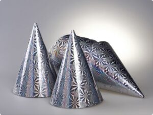 Set 12 coifuri metalizate uni argintii