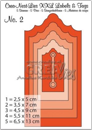 Set 6 matrite Crealies - Crea-Nest-Lies XXL no. 2 - Labels & Tags - Wave