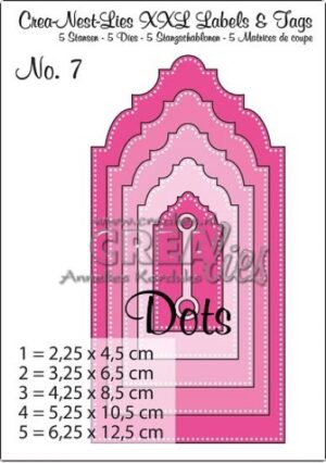 Set 6 matrite Crealies - Crea-Nest-Lies XXL no. 7 - Labels & Tags - Whith Dots