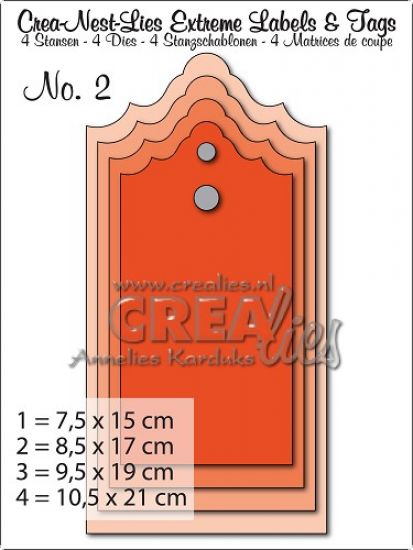 Set 6 matrite Crealies Crea-Nest-Lies Extreme Labels & Tags no. 2 - Wave