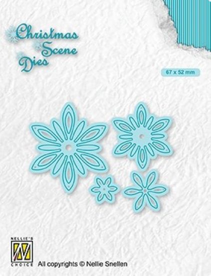Set 4 matrite Christmas scene - Set of flowers
