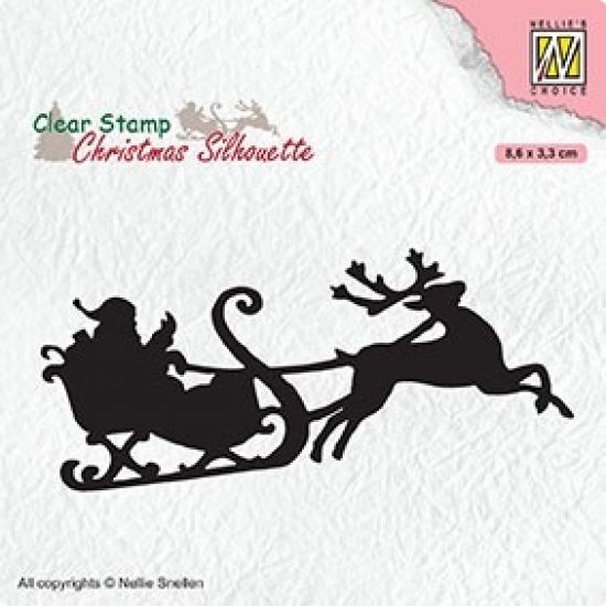 Stampila din silicon Christmas Silhouette - Santa Claus with reindeer sleight
