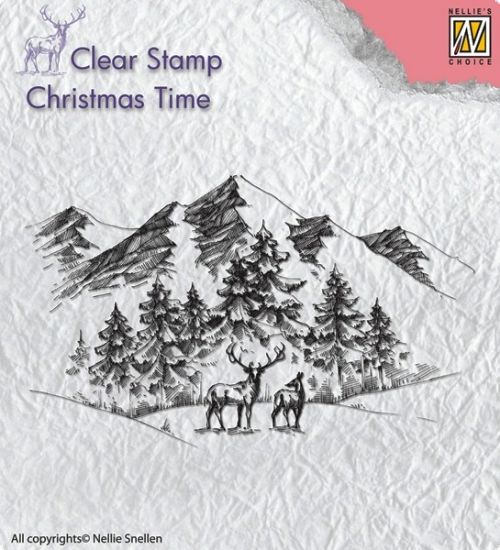 Stampila din silicon Christmas time - Winterlandscape with deer