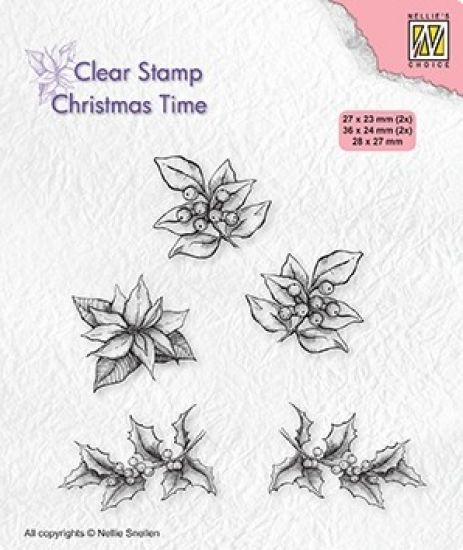 Set 5 stampile din silicon Christmas time - Poinsettia