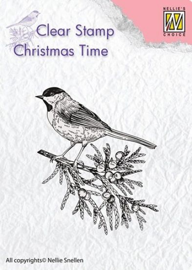 Stampila din silicon - Christmas Time - Conifer Branch with Bird
