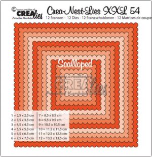 Set 12 matrite Crealies Scalloped - Crea-Nest-Lies XXL no. 54 - Squares