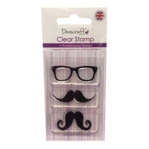 Set 3 stampile din silicon - Moustache & Glasses