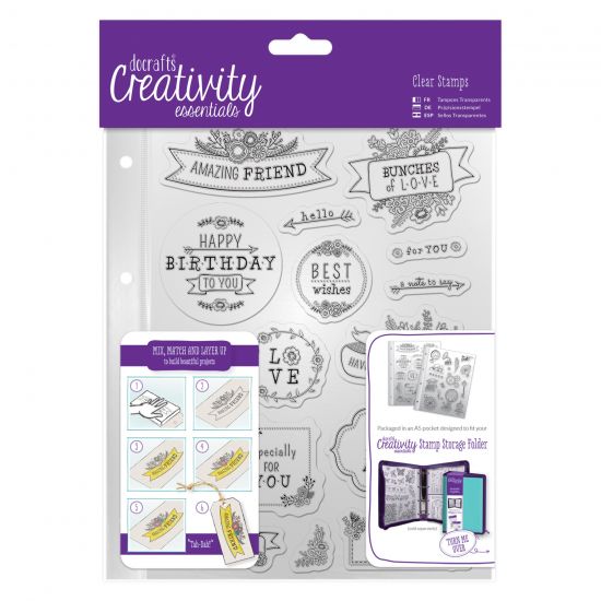 Set 16 stampile din silicon cu mapa depozitara A5 - Folk Sentiment