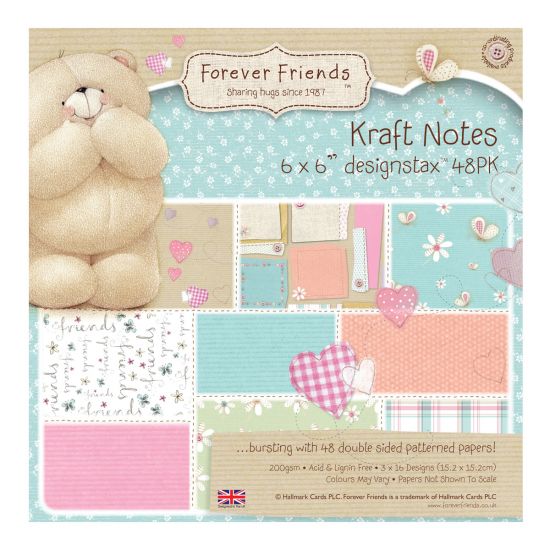 Set 48 hartii imprimate cu fata dubla 15,2 x 15,2 - Kraft Notes