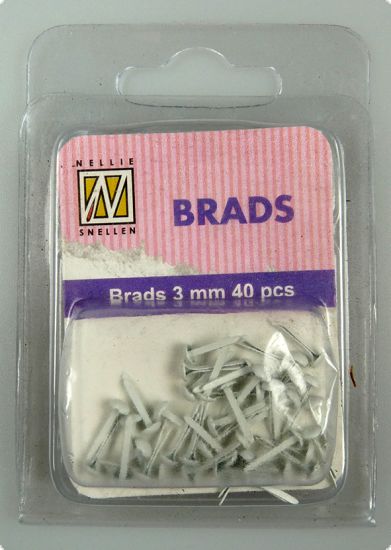 Set 40 agrafe ornamentale 3 mm, Floral Brads - White
