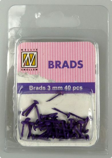 Set 40 agrafe ornamentale 3 mm, Floral Brads - Violet