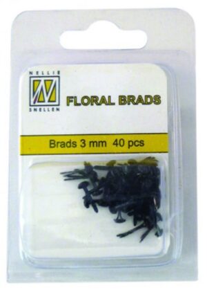 Set 40 agrafe ornamentale 3 mm, Floral Brads Glitter - Black