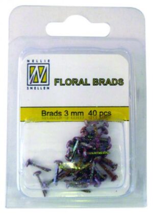 Set 40 agrafe ornamentale 3 mm, Floral Brads Glitter - Dark Brown