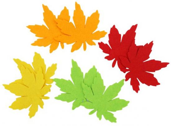 Set 8 frunze din fetru colorat, 8 cm