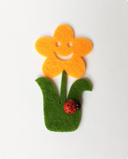 Set creativ din fetru, floare 2 piese si gargarita - Oranj