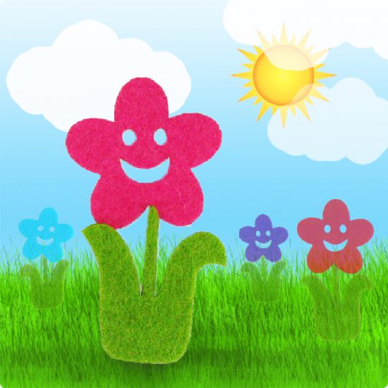 Set creativ din fetru, floare 2 piese si gargarita - Oranj