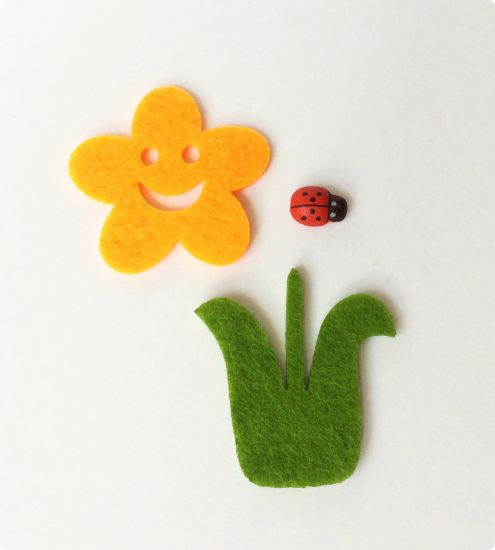 Set creativ din fetru, floare 2 piese si gargarita - Oranj