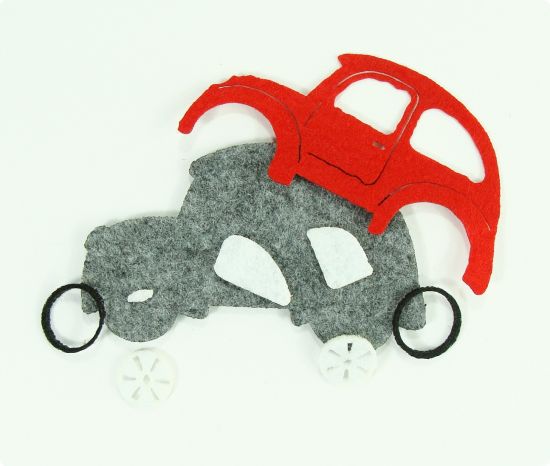 Set creativ din fetru masina 8 cm - Rosie