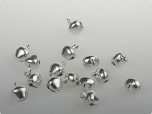 Set 15 clopotei ovali metal 0,8cm (cod 2) - argintii
