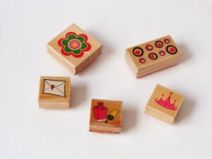 Set 5 stampile cu suport din lemn - Princess